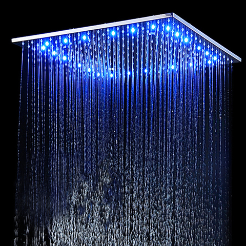 Zhang Ji 8 Inch Stainless Steel LED Waterfall Shower Head Bathroom Square 20cm Big Panel Rainfall Showerhead Ceiling Mounted ► Photo 1/6