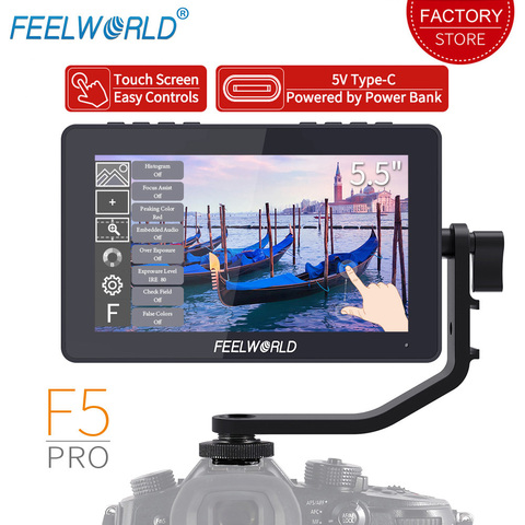 FEELWORLD F5 Pro Touch Screen Camera Field Monitor 4K HDMI 5.5 inch Full HD 1920x1080 LCD IPS DSLR Monitor for Camera Stabilizer ► Photo 1/6