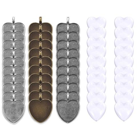 20/40Pcs Glass 25mm Heart Cabochon Base Setting Cameo Pendant Blanks Bezel Tray for DIY Necklace Jewelry Making Findings Supplie ► Photo 1/6