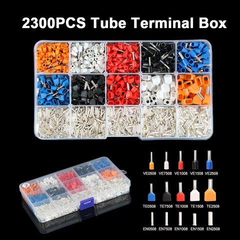 2300pcs Dual Wire Tube Terminal Kit Set Ferrule Insulated Double Wiring TE VE Cable Connector Tubular Crimp Terminals Kits Set ► Photo 1/4