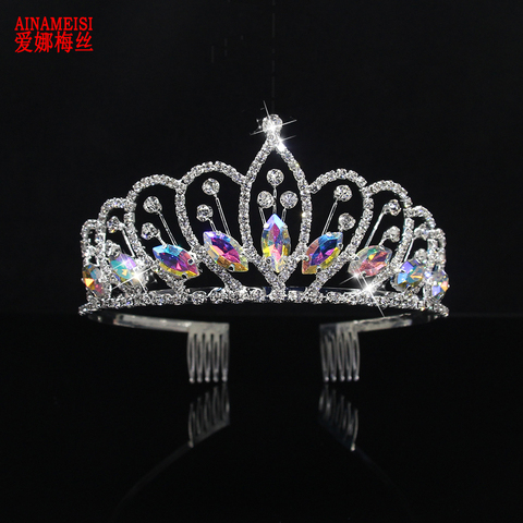 AINAMEISI Luxury Crystal Bridal Tiaras Princess Crowns Queen Pageant Prom Gold Rhinestone Women Wedding Hair Accessory ► Photo 1/6