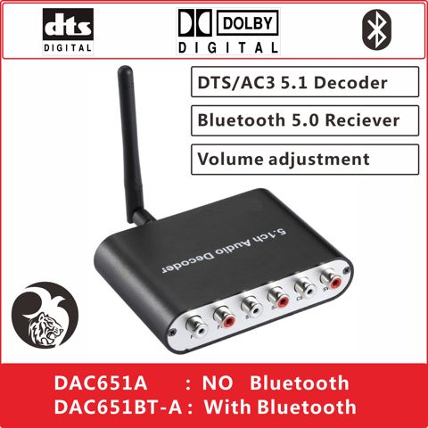 dts ac3 5.1 Audio Decoder converter  Rush RCA SPDIF Coaxial Optical BT Bluetooth 5.0 receiver Volume  DAC ► Photo 1/6