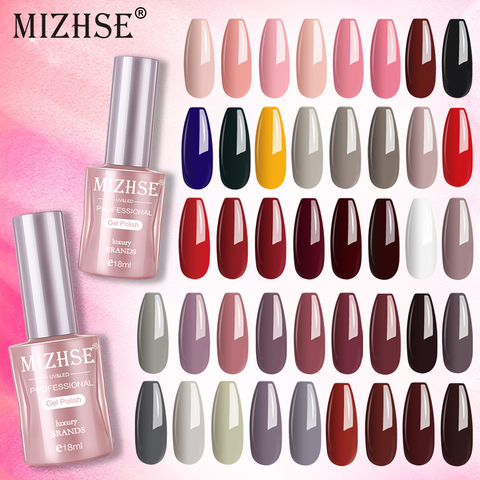 MIZHSE 18ml UV LED Gel Varnish Soak Off Nail Gel Polish Long Lasting Gel Nail Polishes Lacquer For DIY Nail Art Design Manicure ► Photo 1/6