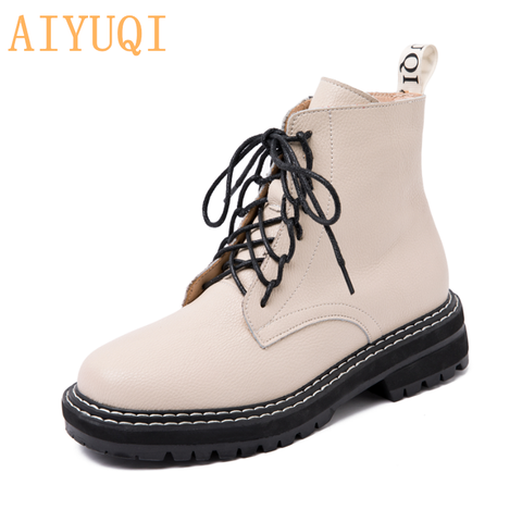AIYUQI Boots Female women shoes Ankle 2022 Autumn British Wind Genuine Leather Thick With Short Boots Motorcycle Martin shoes ► Photo 1/6
