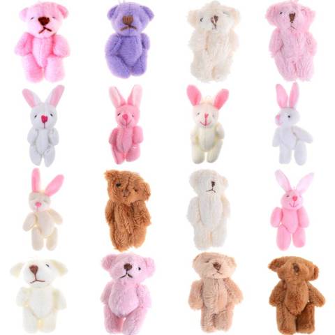 Cute Soft Plush Bunny Bear Mini Joint Rabbit Bear Pendant For Key Chain Bouquet Toy Doll DIY Ornaments Gifts 3.5/4/4.5/6/8cm ► Photo 1/6