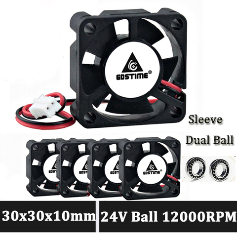 Gdstime 30mm 24V fan 3010 2Pin Ball Bearing 3CM 30x30x10mm Mini DC Brushless Cooling Fan ► Photo 1/6