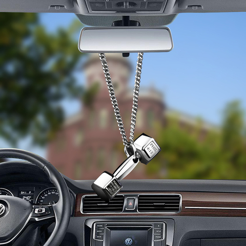 Car Pendant Mini Dumbbell  Metal Auto Rear View Mirror Decoration Hanging Pendant Interior Ornament Creative Gifts Accessories ► Photo 1/1