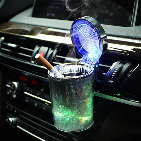Car Ashtray Colorful LED Light Cigarette Smoke Travel Remover Car Smokeless Smoke Cup Holder Trash Bin Universal Auto Ashtray ► Photo 1/6