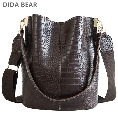 DIDA BEAR Crocodile Crossbody Bag For Women Shoulder Bag Brand Designer Women Bags Luxury PU Leather Bag Bucket Bag Handbag ► Photo 1/6