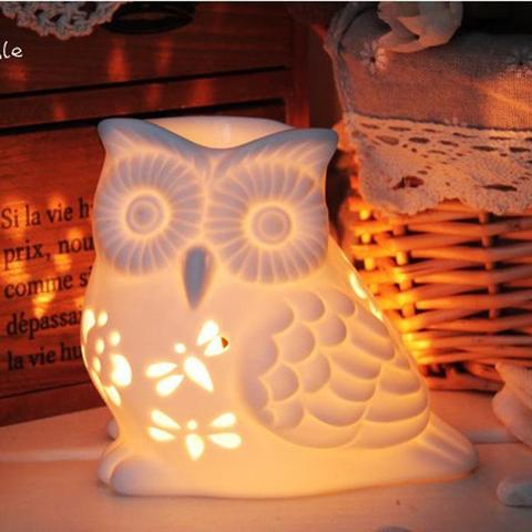 Owl Style White Ceramic Aroma Burner Essential Oil Lamp Candle Holder for Home Office Decoration Aromatherapy Furnace ► Photo 1/6