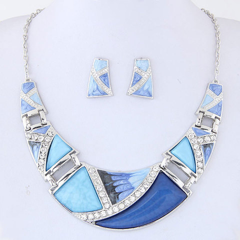 KMVEXO Geometric Resin Pendant Beads Jewelry Sets For Women 2022 Statement Necklace Acrylic Marble Earrings Jewelry Set Bijoux ► Photo 1/6