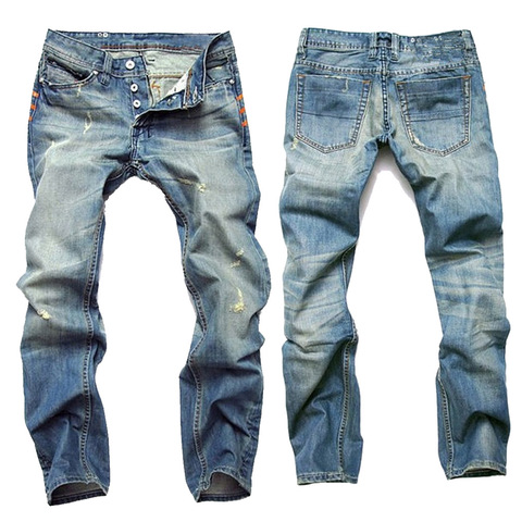 Ripped Denim Jeans for Men Straight Slim Plus Size 40 42 Pantalones Designer Jeans Men High Quality Blue Jeans Male Pants ► Photo 1/6