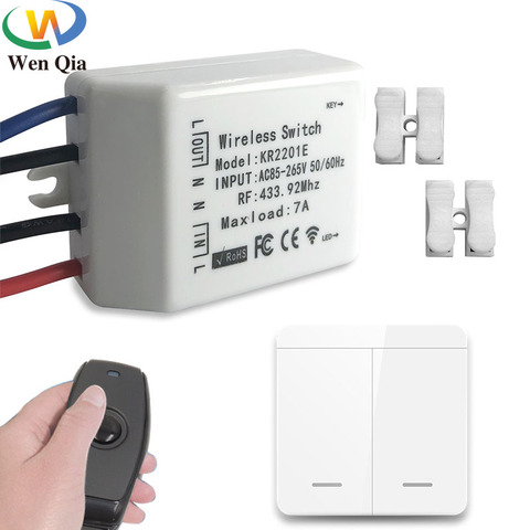 WenQia 433Mhz Remote Control Switch AC 85~265V 7A Receiver Wireless 1/2/3 Gang 86 Wall Panel Transmitter For Lamp Droplight Bulb ► Photo 1/6