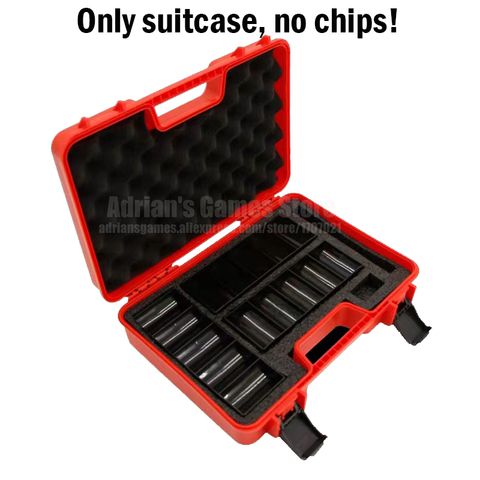 300PCS Poker Chips Suitcase ABS Casino Tokens Briefcase Red Storage Box Poker Chip Case ► Photo 1/6