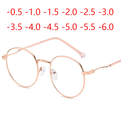 Prescription Eyeglasses Women Men Round Finished Myopia Glasses Unisex Short-sight Eyewear -1.0 -1.5 -2.0 -2.5 -3.0 -4.0 -5.0 -6 ► Photo 1/6