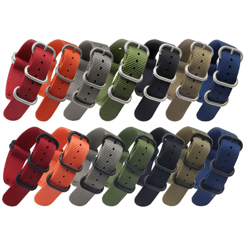 Nylon NATO Watchband Strap Watch Band Strap Stainless Steel Black Ring Buckle Canvas Army 18mm 20mm 22mm 24mm ► Photo 1/6