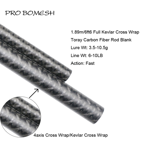 Pro Bomesh 1 Pcs 1.89M Toray Carbon L 2 Section Fully Kevlar Cross Wrap 4axis Cross Wrap Bass Rod Blank DIY Rod Building Blank ► Photo 1/6