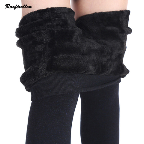 Autumn Winter Fashion Women's Plus Cashmere Tights High Quality Knitted Velvet Tights Elastic Slim Warm Thick Tights Rooftrellen ► Photo 1/6