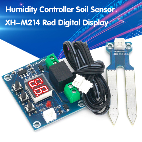 XH-M214 Humidity Controller Soil Sensor Module 20-99%RH Precise Automatic Control Irrigation System Red Digital Display ► Photo 1/6