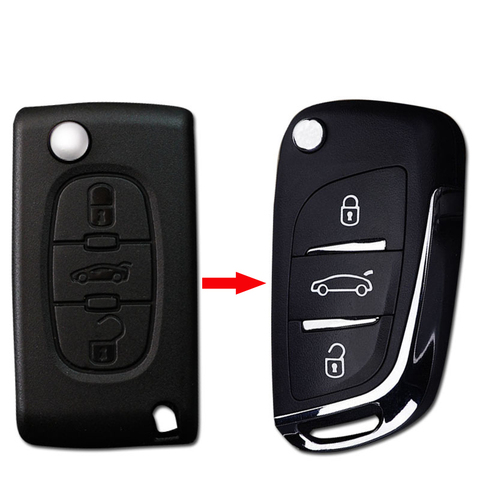 Modified Flip Folding Key Shell 3 Buttons for Citroen C2 C3 C4 Coupe VTR Berlingo C6 C8 Remote Key Replacement Case with Logo ► Photo 1/6