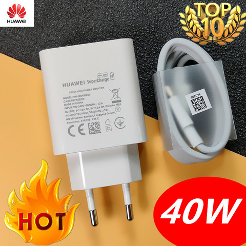 Original Huawei P30 Pro Charger 40W Supercharge EU Power Adapter Type C  Cable for Huawei P30 40 Honor 10 P20 P30 Pro Mate 20 30