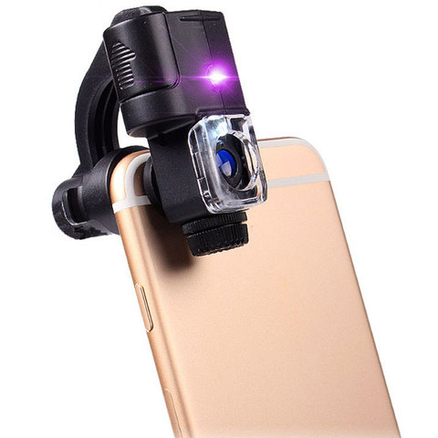 Universal Portable 90X LED Light Illuminant Identification Magnifier UV Light Loupe Pocket Clip Microscope for Smart Phone ► Photo 1/6