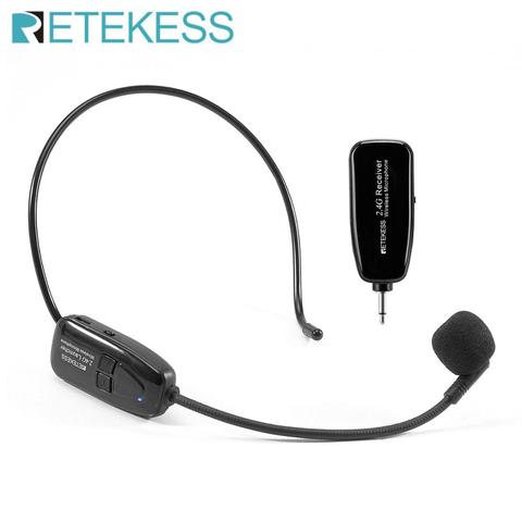 Retekess TT123 2.4G Head-mounted Wireless Microphone Transmitter With Receiver For Loudspeaker Teaching Meeting tour guide ► Photo 1/6