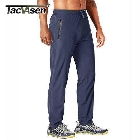 TACVASEN Outdoor Pants Men Quick Dry Straight Running Hiking Pants Elastic Lightweight Yoga Fitness Exercise Sweatpants Joggers ► Photo 1/6