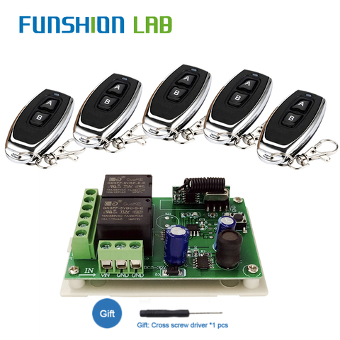 FUNSHION 433MHz Universal DC 6V 12V 24V 2CH Wireless Smart Remote Control Switch Receiver Module Transmitter For Lamp Motor ► Photo 1/6