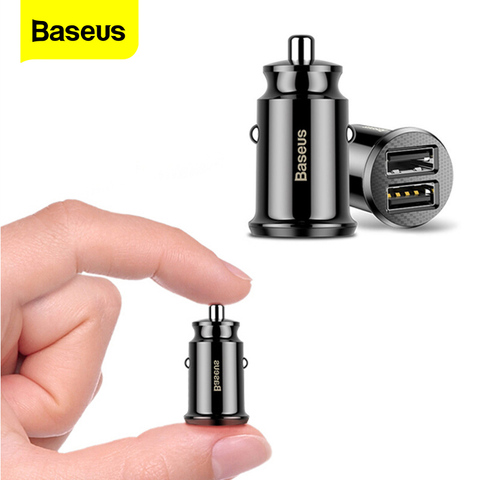 Baseus Mini Dual USB Car Charger For iPhone X XS XR 11 Pro Max Samsung S20 Xiaomi Mi 9 3.1A Fast Charging Adapter Phone Charger ► Photo 1/6