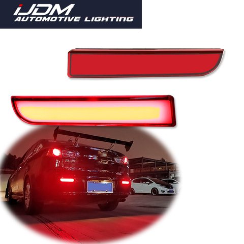 iJDM For Mitsubishi Lancer Evolution X Outlander Red LED Bumper Reflector lights Brake Tail Light w/Sequential Turn Signal 12V ► Photo 1/6