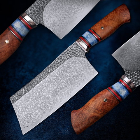 FZIZUO Chinese Cleaver Knife 7inch Damascus Stainless Steel Blade Chef's Knife Kitchen Slicing Knives Cooking Tool ► Photo 1/6