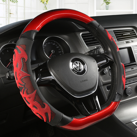 D Shape Steering Wheel Cover PU Leather for Geely Atlas Emgrand EC7 Coolray VW Golf 7 Hyundai Santa fe 2014-2022 ► Photo 1/6