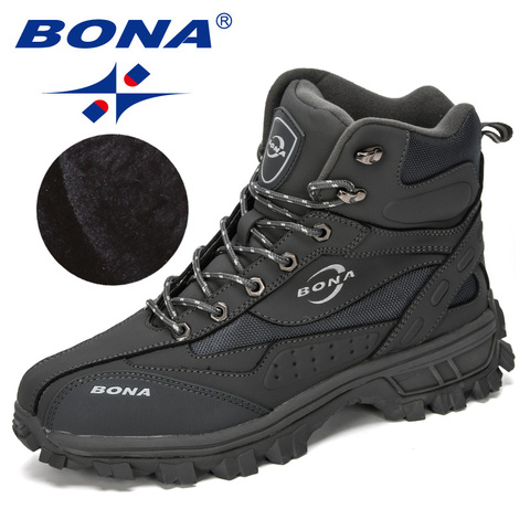 BONA New Designers Action Leather Shoes Climbing & Fishing Shoes Men Outdoor Shoes Man High Top Winter Boots Plush Comfy ► Photo 1/6