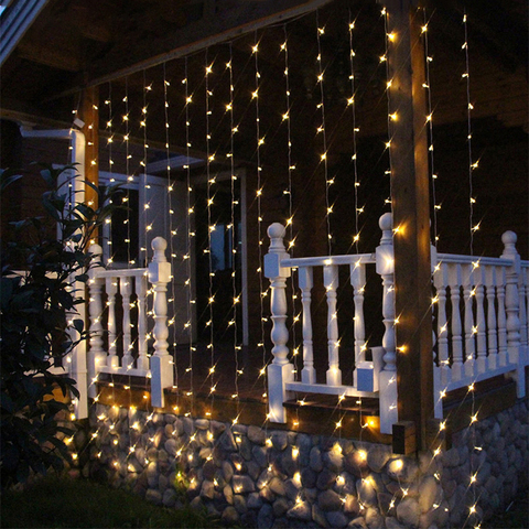 LED 220V EU /110V US Plug String Curtains Light Waterfall Christmas Garland Fairy Lights Outdoor For Holiday Wedding Decoration ► Photo 1/6