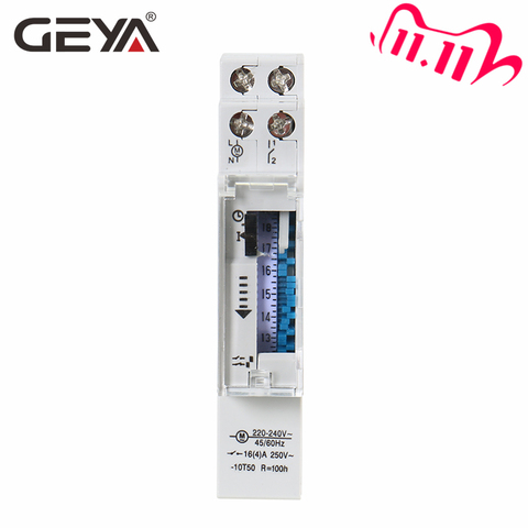Free Shipping GEYA TB45 Din Rail Mechanical Timer Switch 96 times on/off per Day Time Set Range 15 Mins Timer 110V 220V ► Photo 1/5
