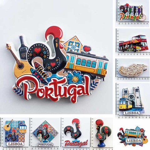 Portugal Fridge Magnets Tourist Souvenir Portuguese Cock Lisboa Tram Guitar Magnetic Refrigerator Sticker Collection Travel Gift ► Photo 1/6