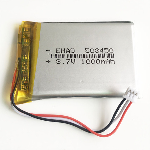 3.7V 1000mAh 503450 JST 1.25mm 3pin plug Lithium Polymer LiPo Rechargeable Battery For MP3 DVD PAD camera recorder Speaker ► Photo 1/6