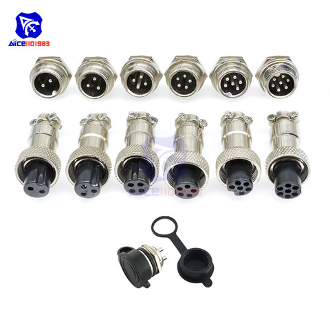 diymore GX12-2/3/4/5/6/7 Terminals Female+Male Aviation Connector Socket Plug Wire Panel Connector Dustproof Cover ► Photo 1/6