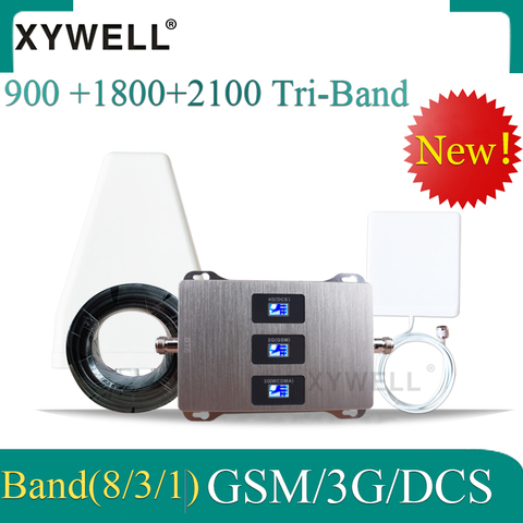 New!! 900 /1800/2100 Tri-Band 2G 3G 4G GSM Cell Phone Booster GSM DCS WCDMA Mobile Signal Amplifier LTE Cellular Repeater ► Photo 1/6