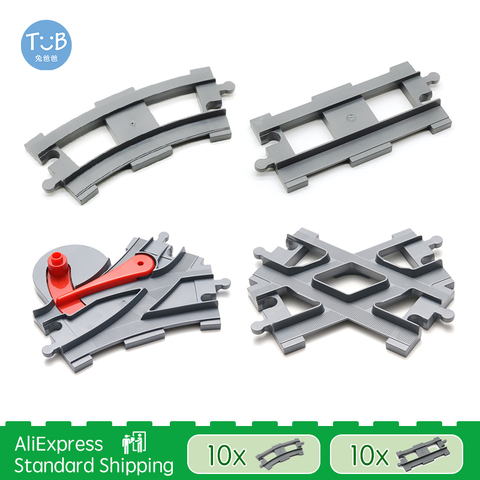 Big Size Bricks Toys Train Track Bridge Set Accessories DIY Track Building Blocks Compatible with Duploe Education Baby Toys ► Photo 1/6