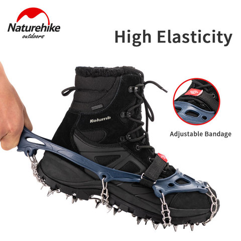 Naturehike Winter Climbing Ice Claw 1 Pair 10/25 Teeth Stainless Steel Nail Teeth Ultralight Outdoor Snow Walk Spiked Shoes ► Photo 1/6