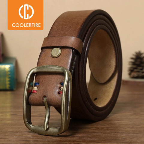 Men Belts Luxury Brand Cowskin Genuine Leather Belts for Men Top full grain Leather Strap High Quality Strap Vintage LD047 ► Photo 1/6