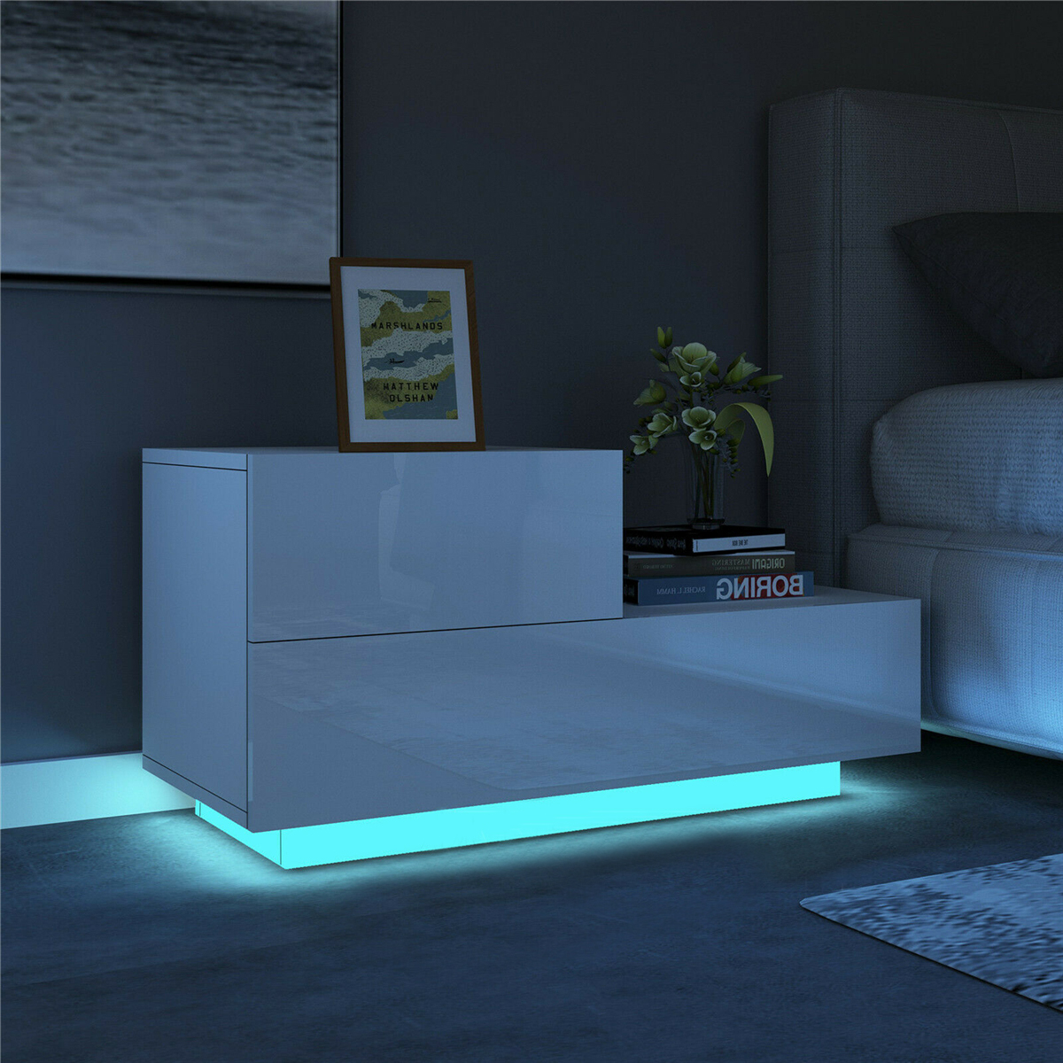 Multifunction RGB LED Nightstands Cabinet Storage Bedside Table Night Table Bedroom Nightstand Home Furniture for Night Lighting ► Photo 1/1