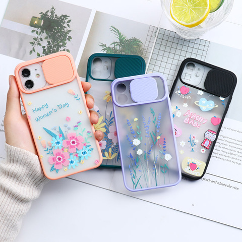 For iPhone 12 Pro Max Case Luxury Flower Painted Case For iPhone 11 Pro Max XR X XS Max 8 7 Plus 6S 12 Mini Case Slide Matte PC ► Photo 1/6
