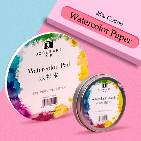 Watercolor Paper Postcard, 25% Cotton 140 lb (300 GSM)  Round Watercolor Pad Travel Art Journal ► Photo 1/6