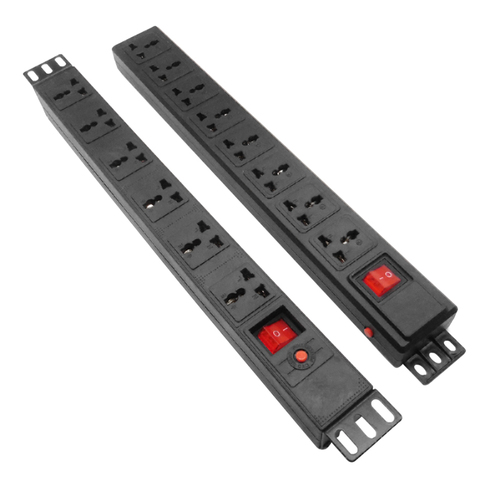 PDU Cabinet Power Strip with Switch 6/8AC Universal Outlets Lightning Overload Protection Extension Socket 19 Inch Hight Power ► Photo 1/6
