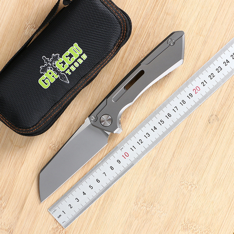 Green thorn SNECX BUSTER folding knife M390 blade TC4 titanium handle Copper gasket outdoor camping utility fruit knife EDC tool ► Photo 1/6