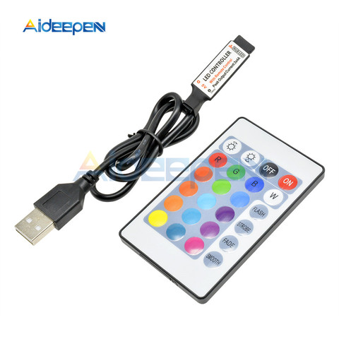 Led Strip 5 V 12 V RGB USB IR Remote Controller 5V 12V USB LED Strip Light 24 Key Remote Wireless Controller For LEDs ► Photo 1/6