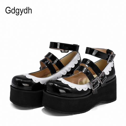 Gdgydh 2022 Women Pump Mary Janes Female Single Shoes Roune Toe Ankle Strap Buckle High Heels Girls Cosplay Shoes Japanese Style ► Photo 1/6